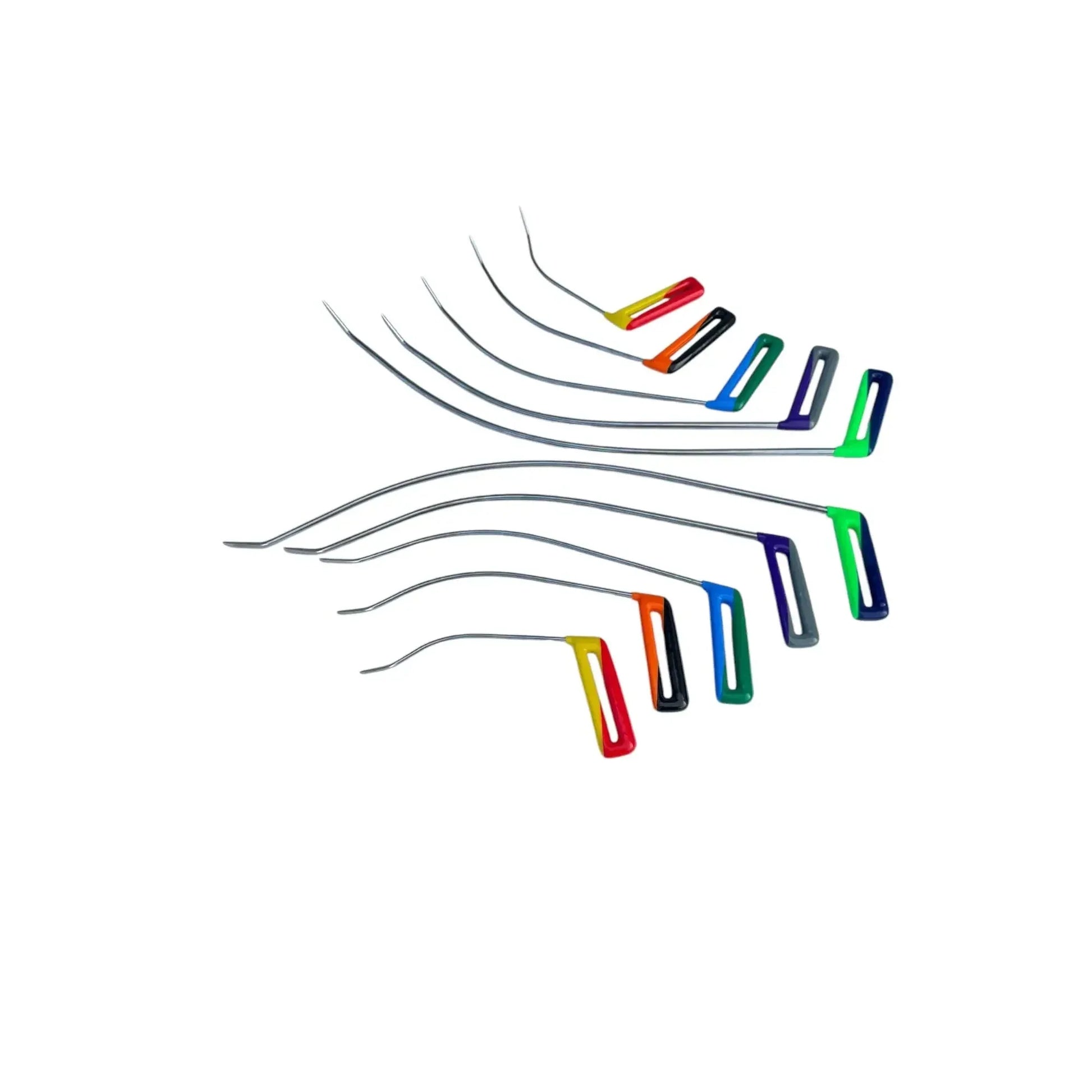 PDR Tools – Batumi Edition | Double-Bend Sharp Tip Rainbow-Shaped Paintless Dent Repair Rod Set InoxPDR
